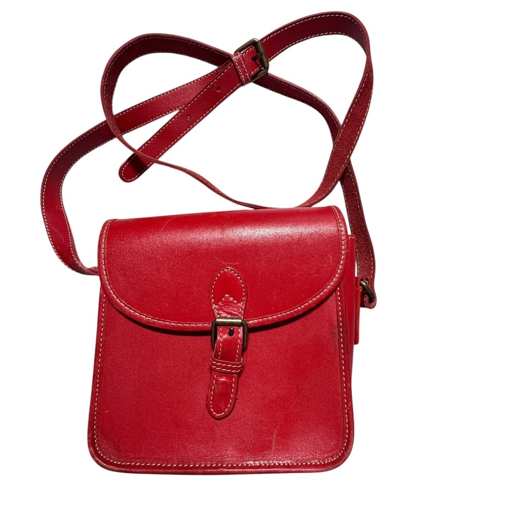 Unbranded Leather Crossbody Bag Womens Small Red Vintage Y2K Buckle Satchel